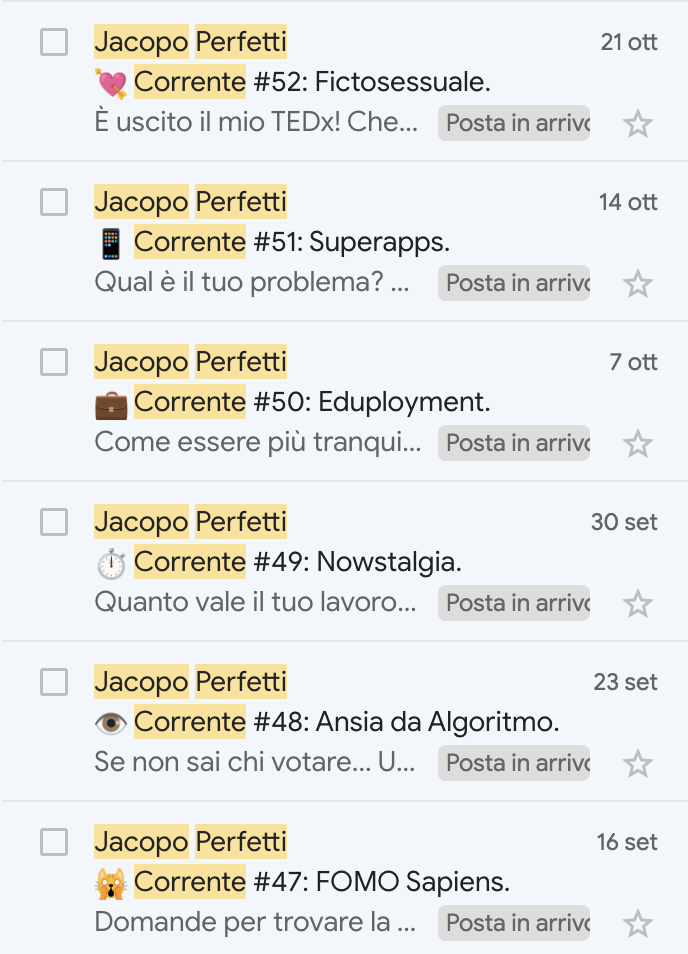 La newsletter di Jacopo Perfetti